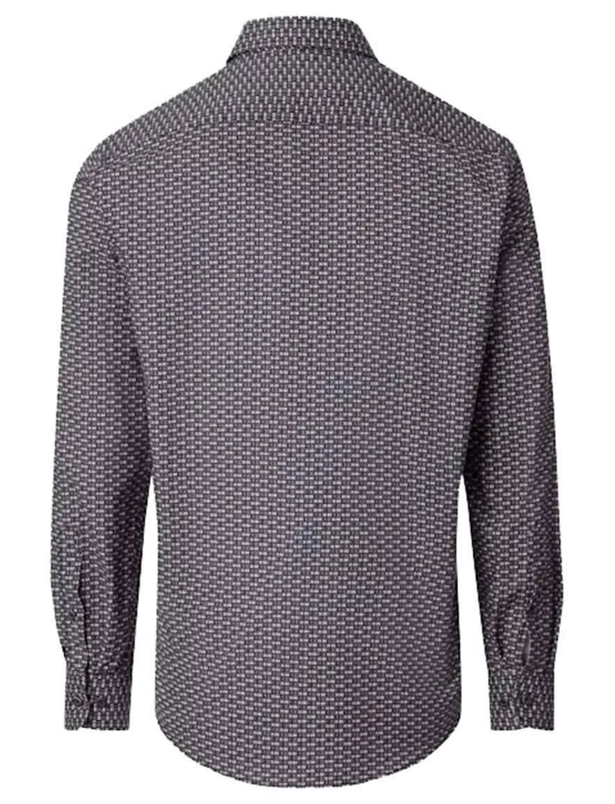 Casa Moda Casual Fit overhemd donkerblauw geprint