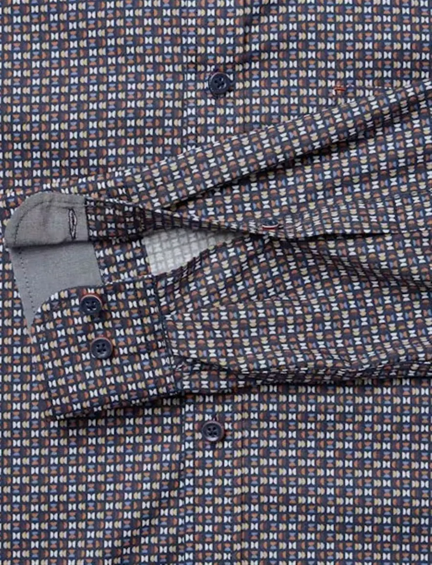 Casa Moda Casual Fit overhemd donkerblauw geprint