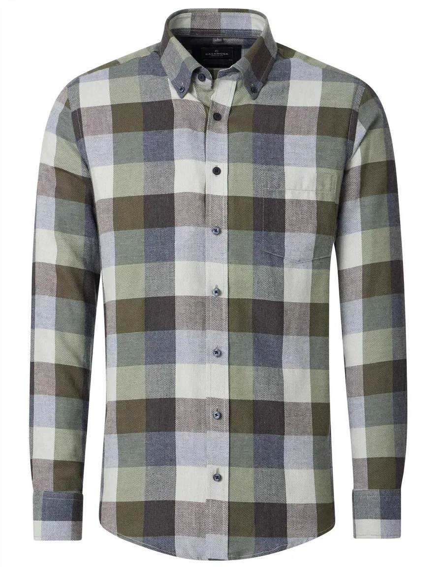Casa Moda Casual Fit overhemd groen geruit