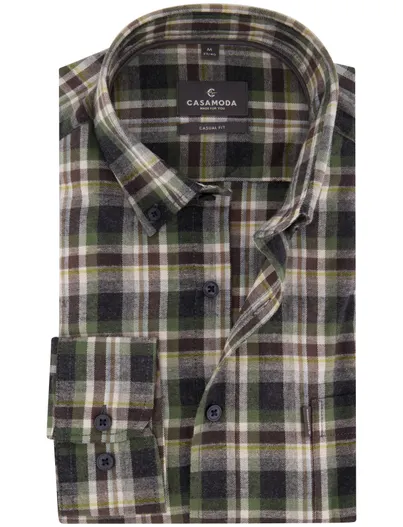 Casa Moda Casa Moda Casual Fit overhemd donkergroen geruit