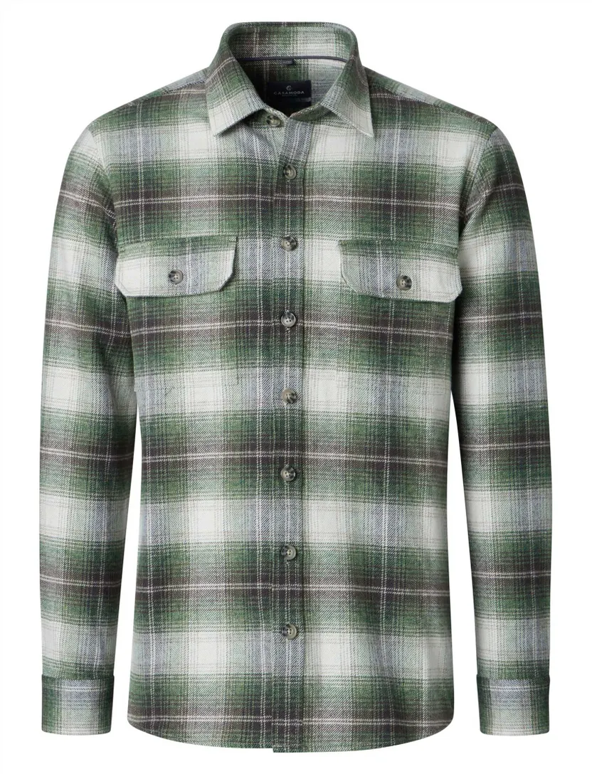 Overhemd Casa Moda Casual Fit groen houthakkers overhemd