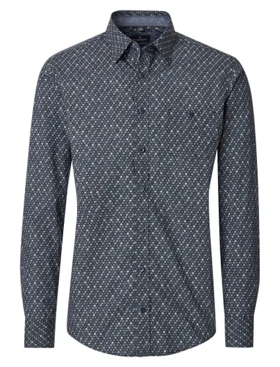 Casa Moda Casa Moda Casual Fit overhemd donkerblauw geprint