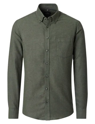 Casa Moda Casa Moda Casual Fit overhemden olijfgroen