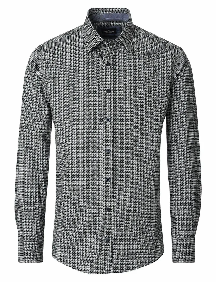 Casa Moda Casual Fit grijs geruit overhemden