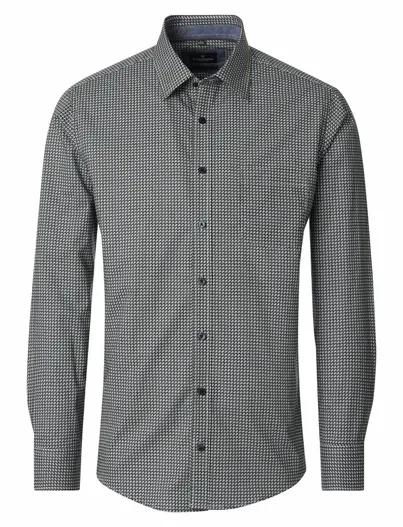 Casa Moda Casa Moda Casual Fit overhemden grijs geruit