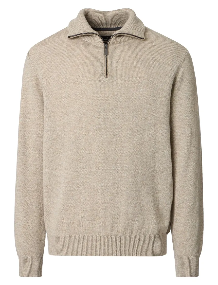 Casa Moda trui half zip beige effen