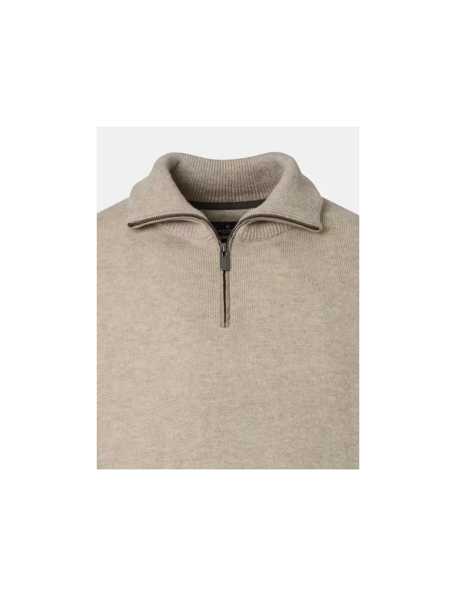 Casa Moda trui half zip beige effen