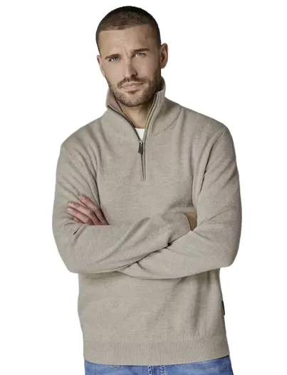 Casa Moda Casa Moda trui half zip beige effen