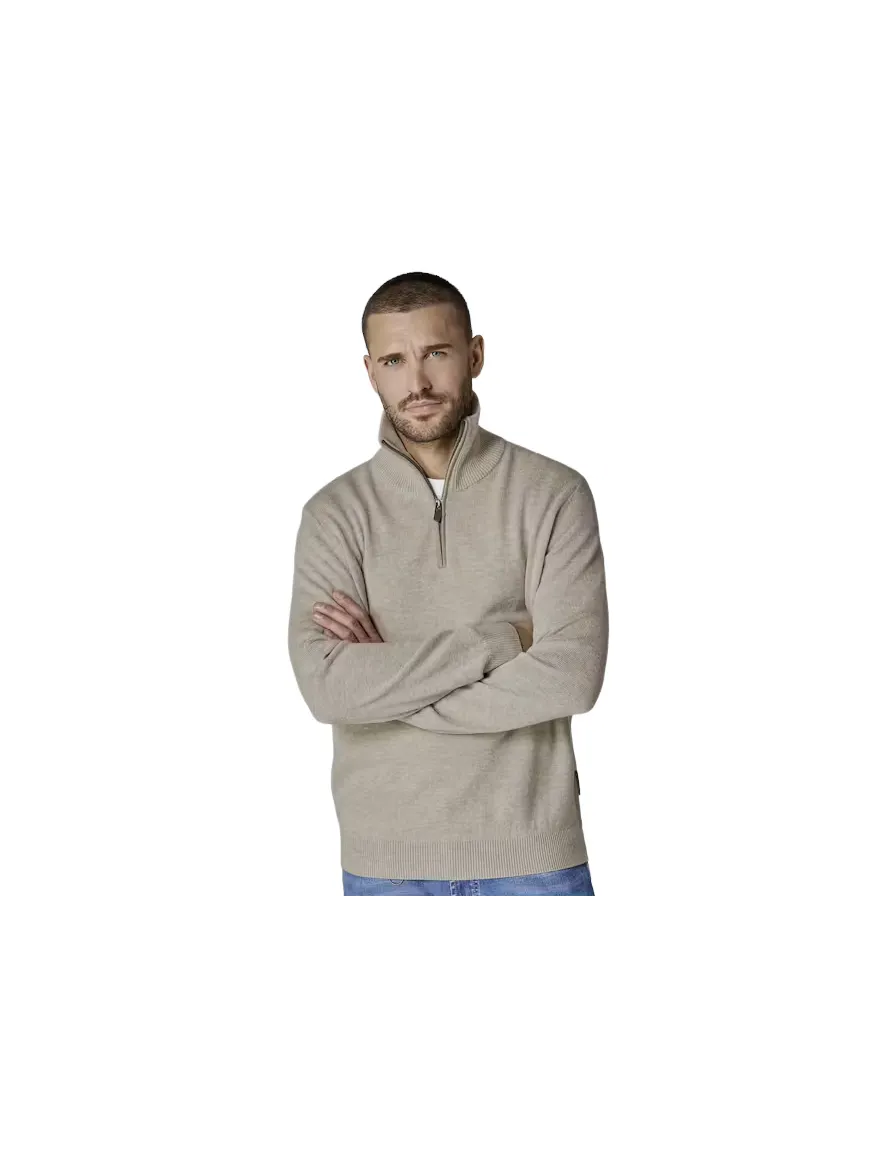 Casa Moda trui half zip beige effen