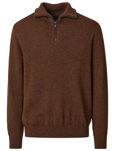 Casa Moda Trui Casa Moda bruin half zip wol