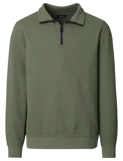 Casa Moda Casa Moda half zip trui donkergroen effen