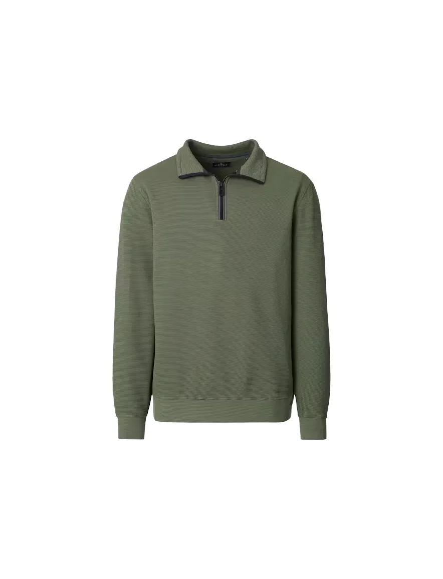 Casa Moda half zip trui donkergroen effen