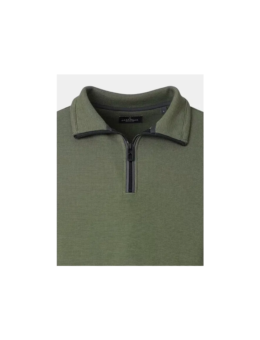 Casa Moda half zip trui donkergroen effen