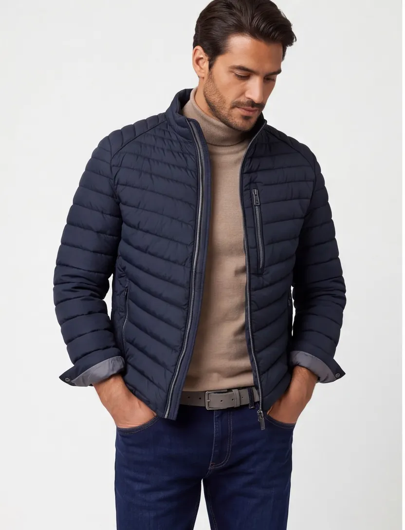Gewatteerde jas Casa Moda donkerblauw warm