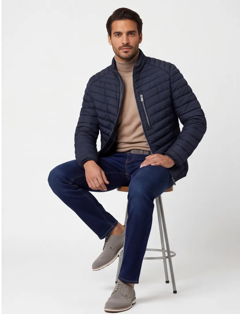 Gewatteerde jas Casa Moda donkerblauw warm