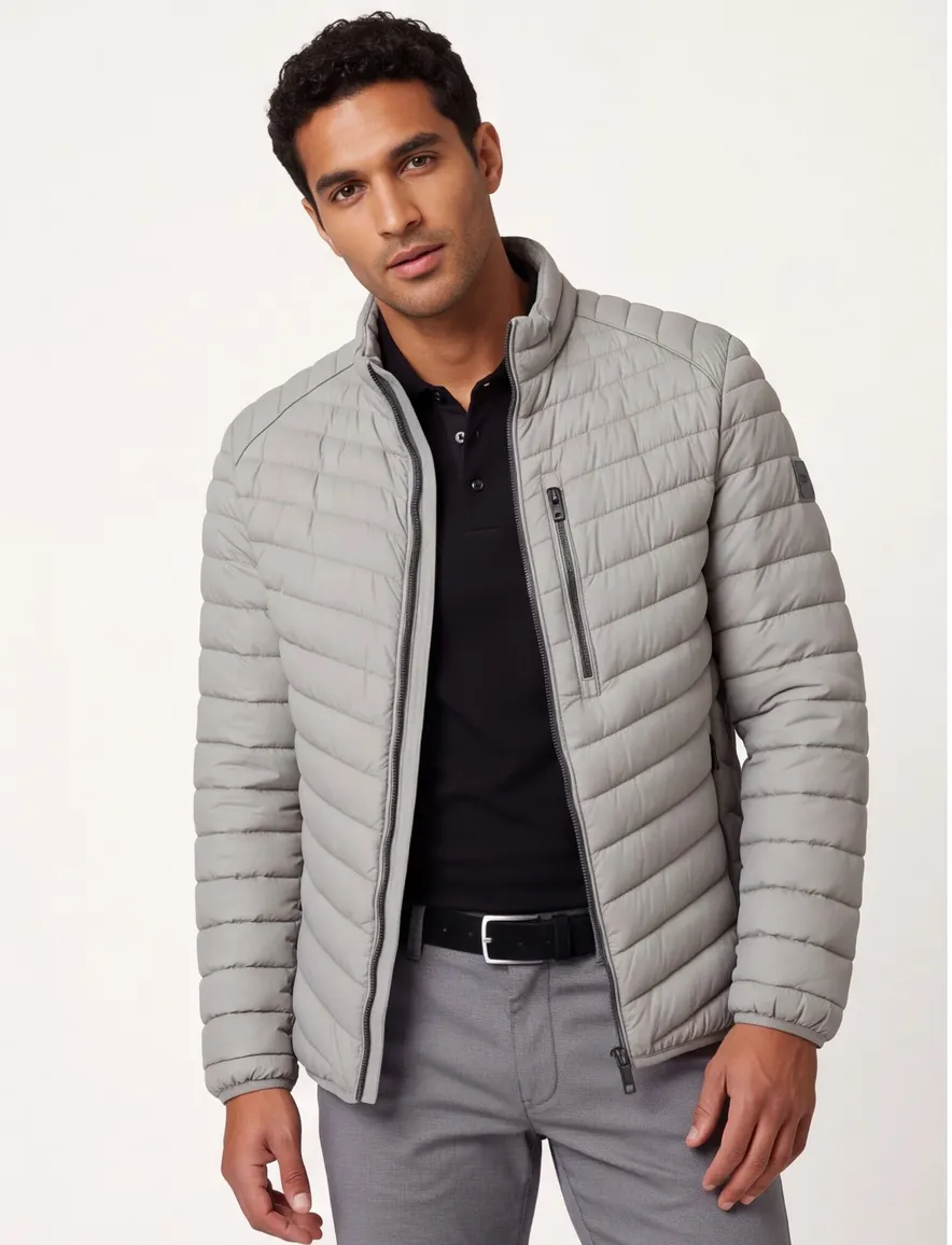 Casa Moda gewatteerde jas zilver