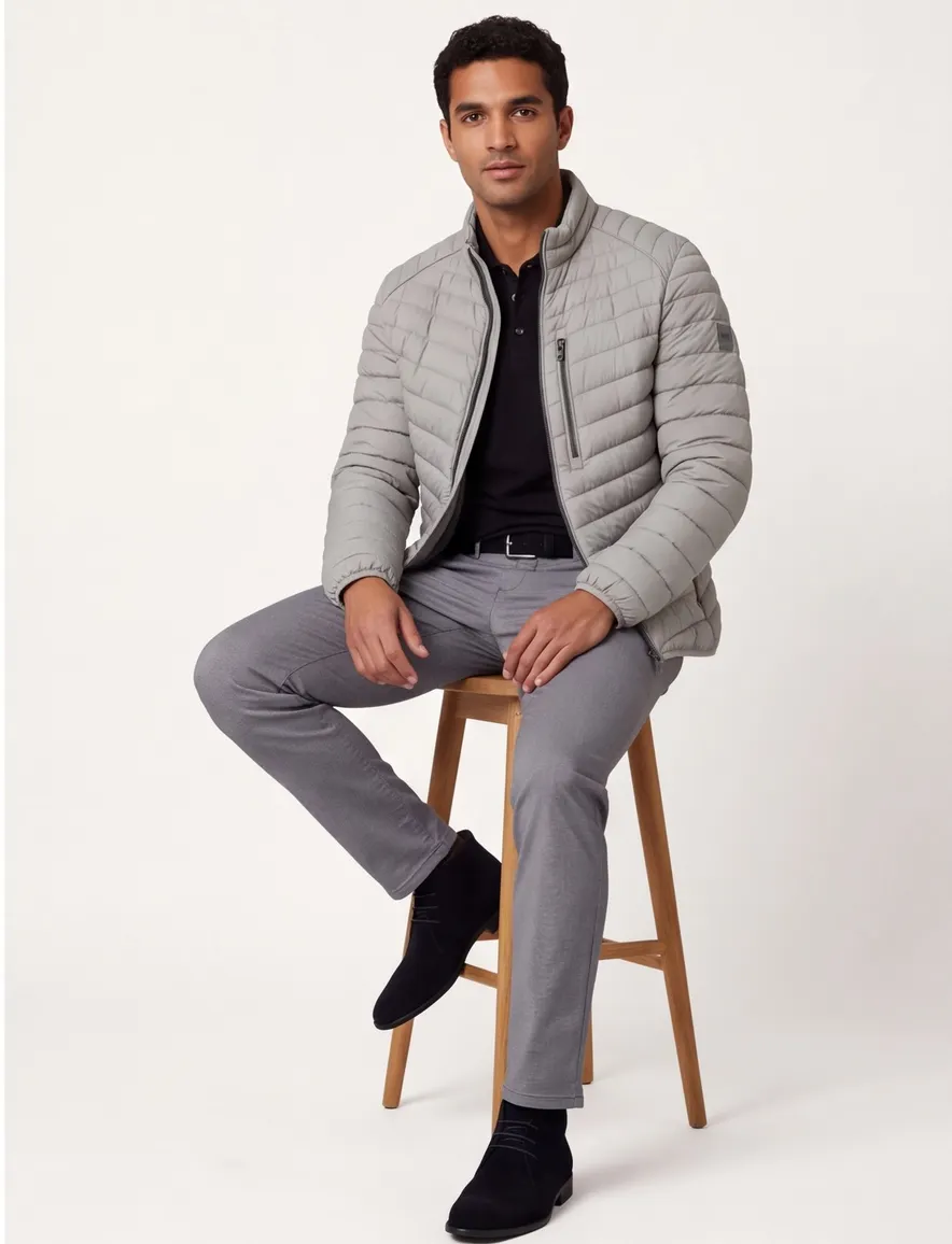 Casa Moda gewatteerde jas zilver