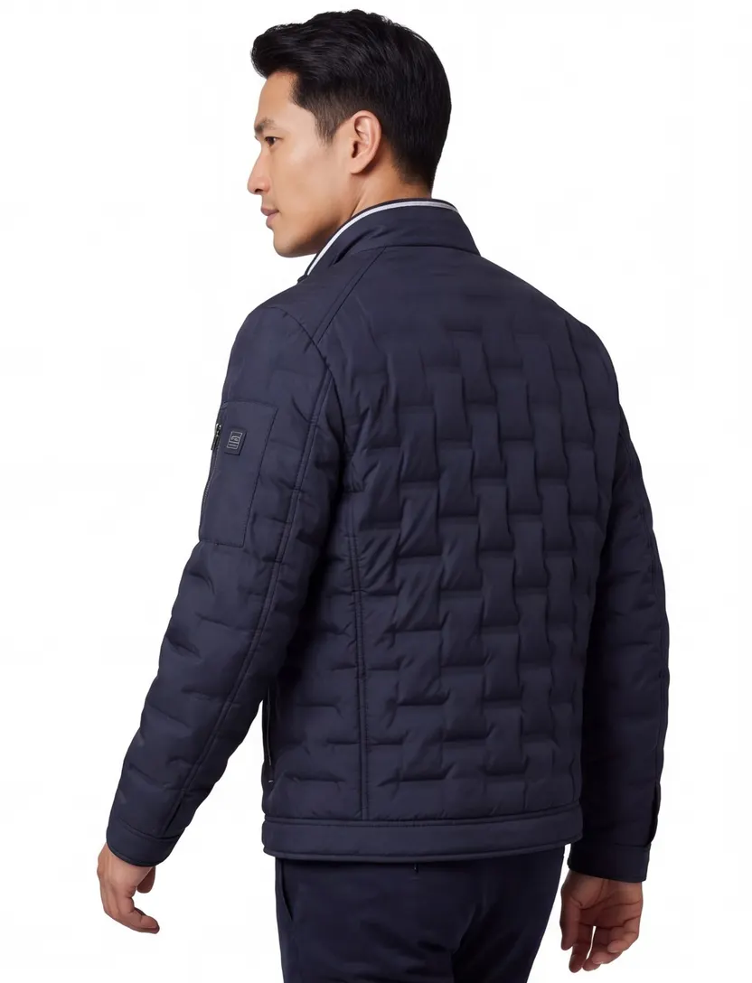 Windjack Casa Moda donkerblauw borstzakken rits