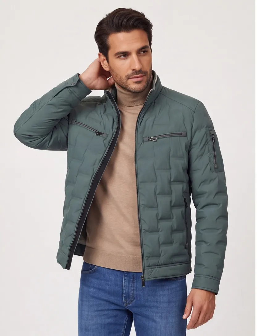 Windjack Casa Moda turquoise borstzakken rits