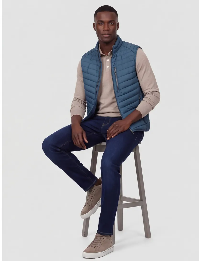 Bodywarmer Casa Moda blauw met borstzak