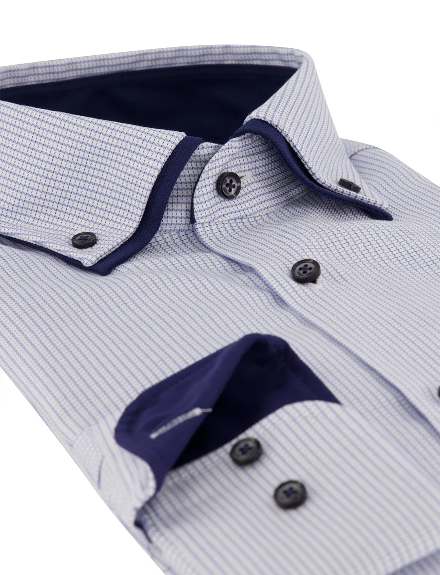 Venti overhemd blauw geprint strijkvrij