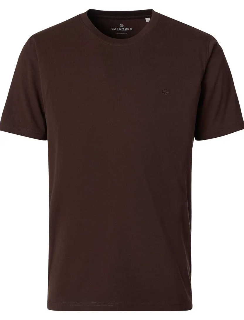 T-shirt Casa Moda bruin katoen ronde hals