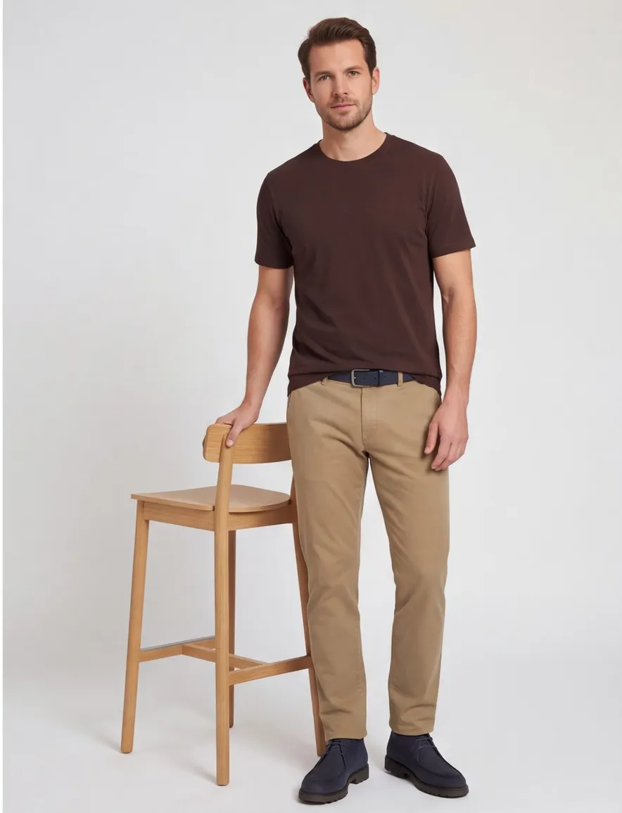 Casa Moda T-shirt ronde hals bruin