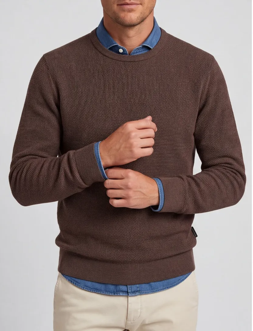Trui Casa Moda ronde hals bruin
