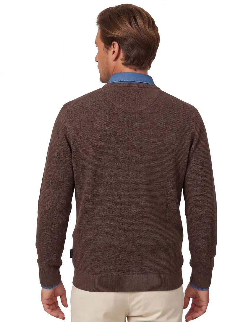 Trui Casa Moda ronde hals bruin