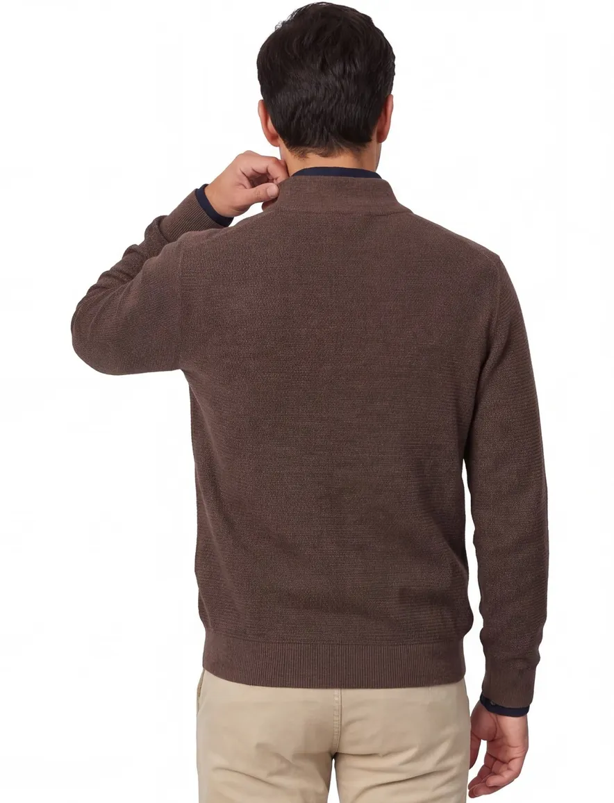 Casa Moda half zip trui bruin