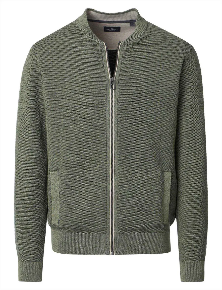 Casa Moda vest groen gemeleerd katoen
