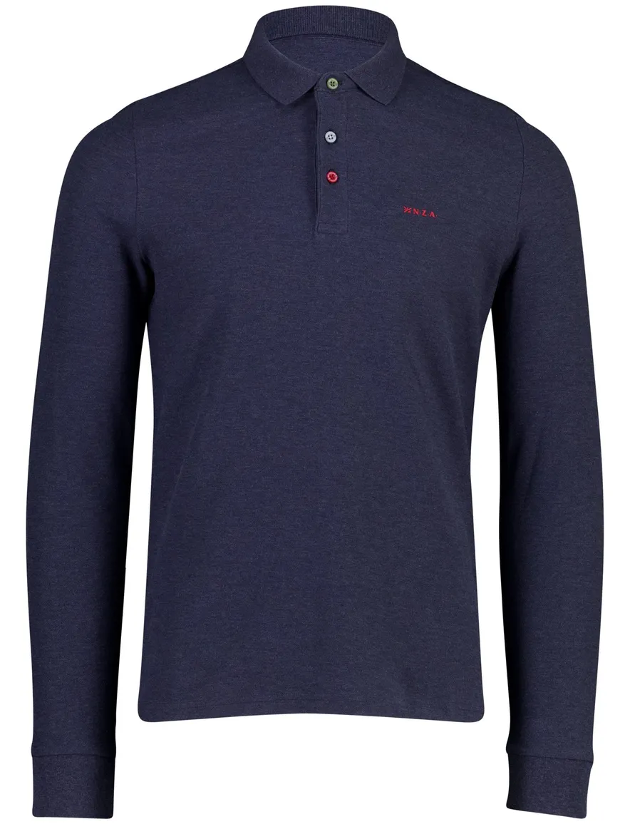 New Zealand poloshirt blauw gemeleerd