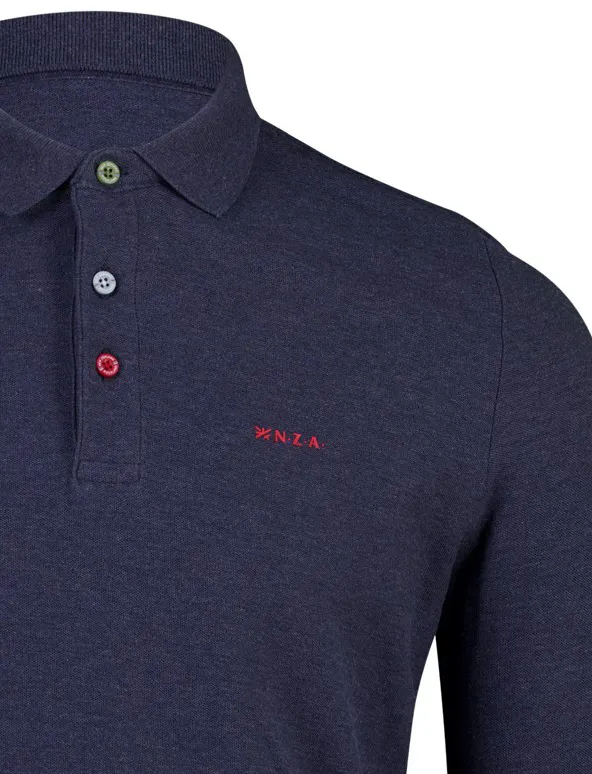 New Zealand poloshirt blauw gemeleerd