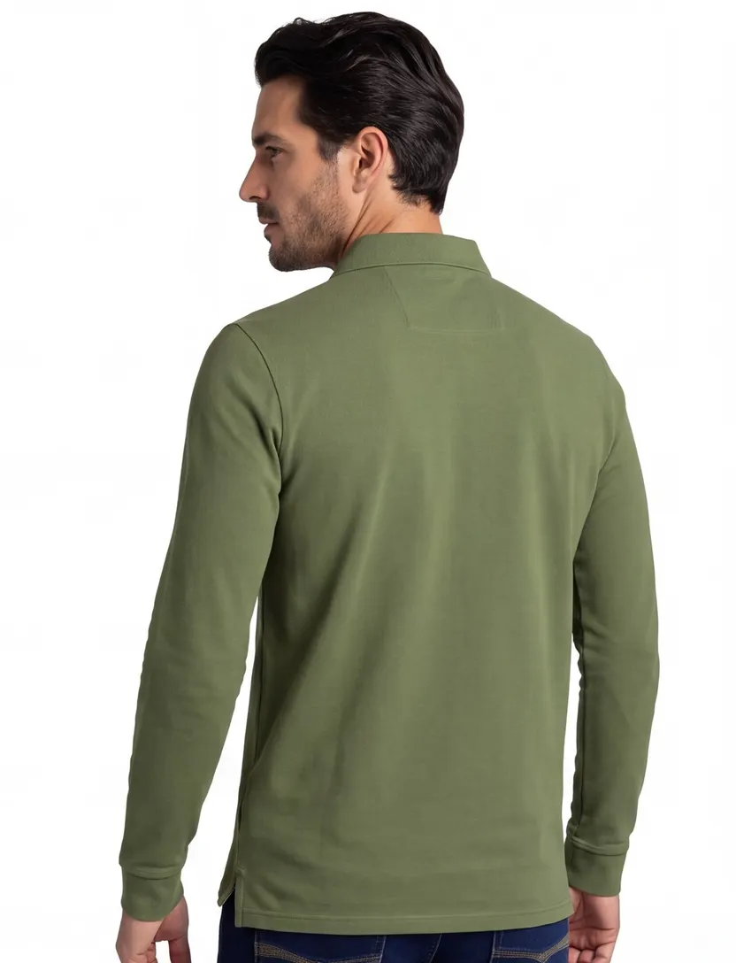 Poloshirt New Zealand groen pique lange mouw