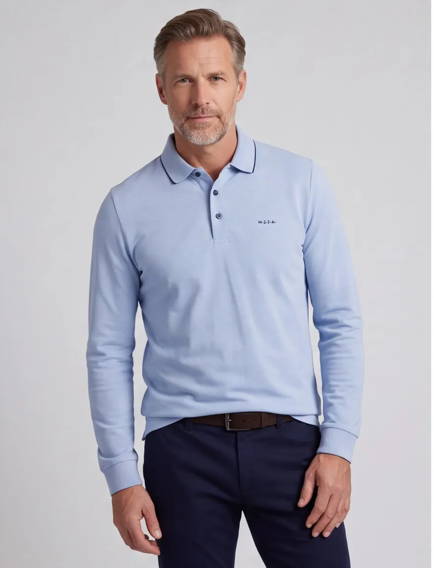 New Zealand poloshirt lichtblauw gemêleerd