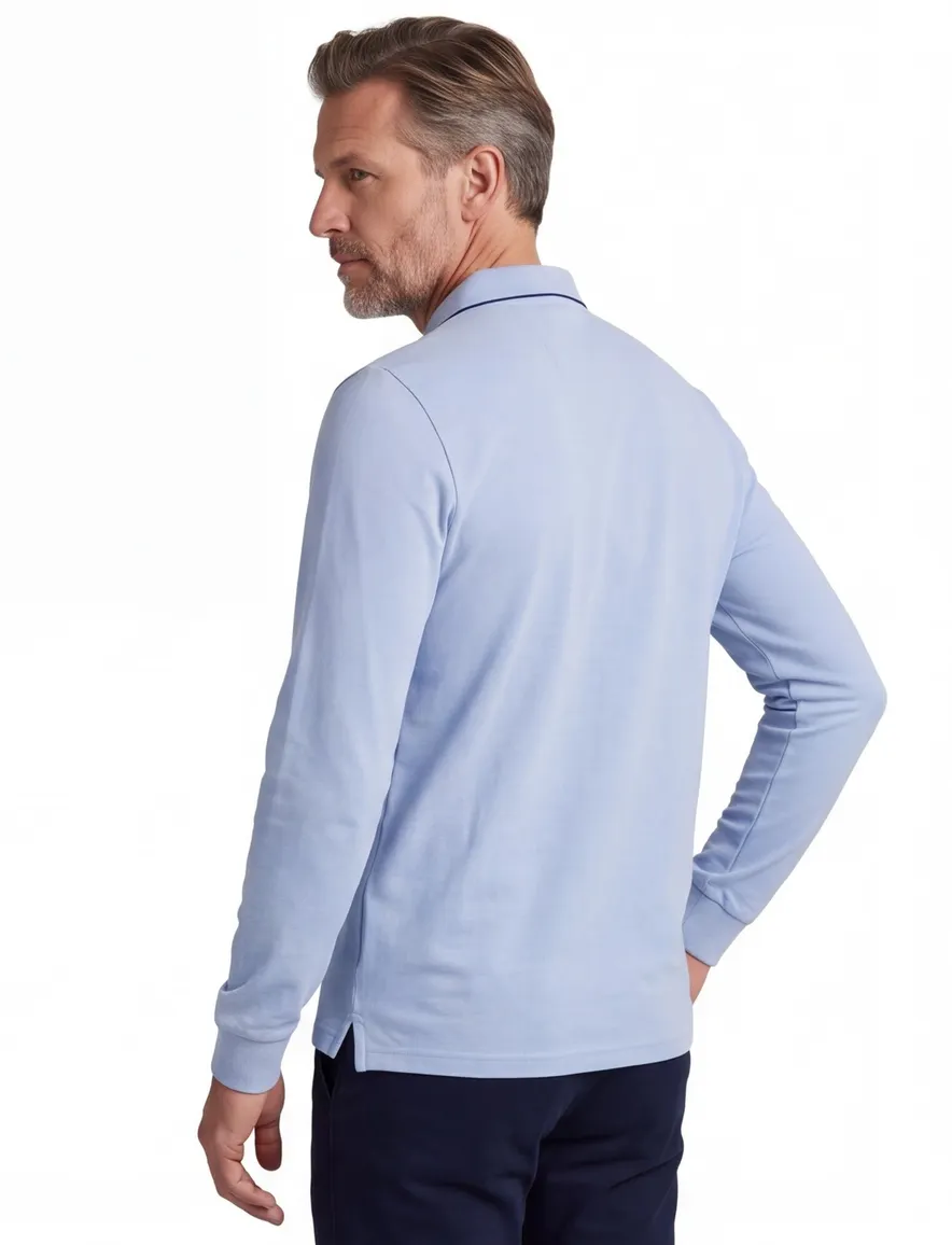 New Zealand poloshirt lichtblauw gemêleerd