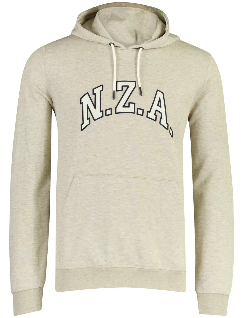 Hoodie New Zealand beige met opdruk