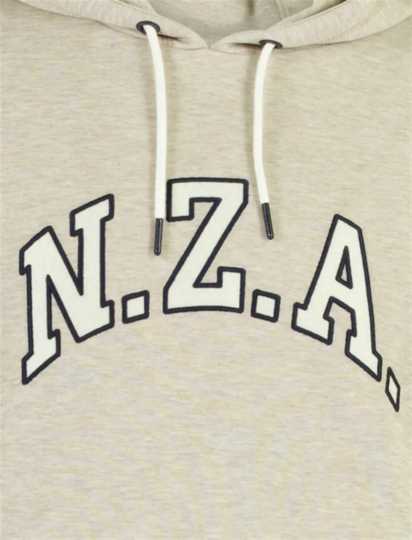 Hoodie New Zealand beige met opdruk