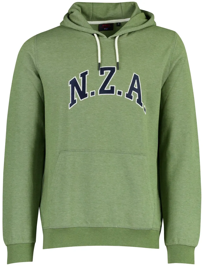 Hoodie New Zealand groen gemeleerd met opdruk