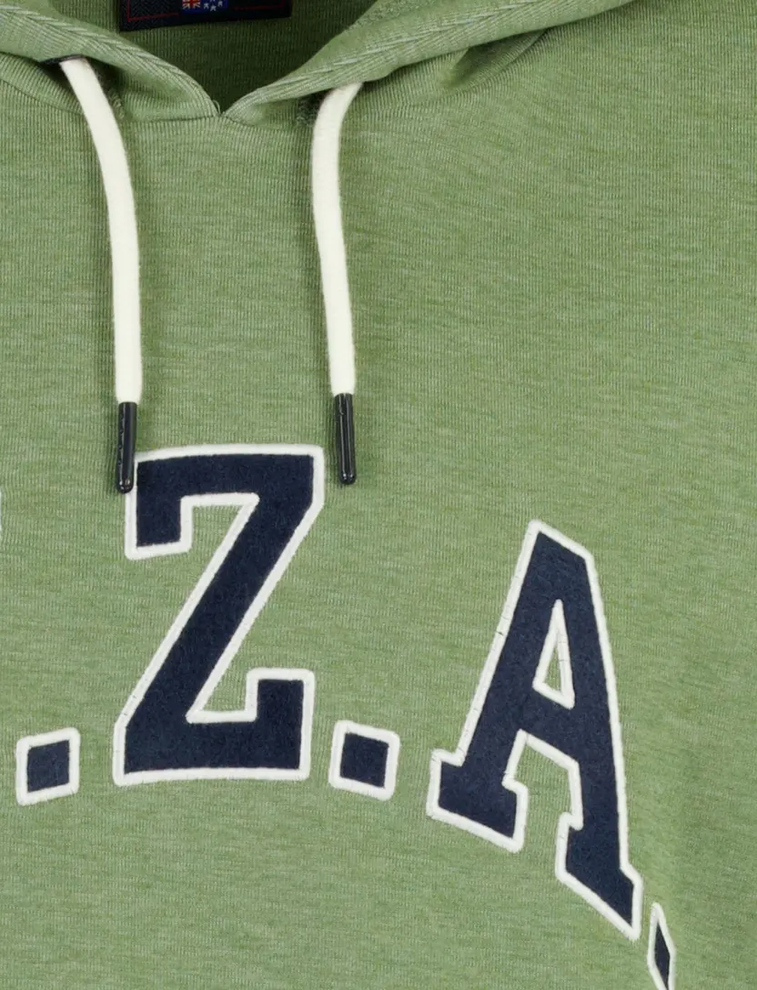 Hoodie New Zealand groen gemeleerd met opdruk