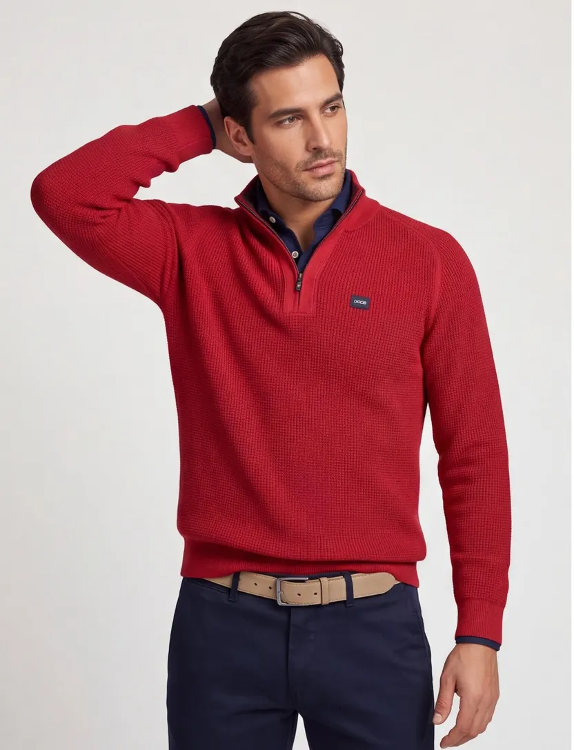 Trui New Zealand half zip rood