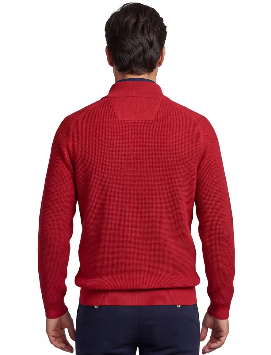 New Zealand half zip trui rood katoen