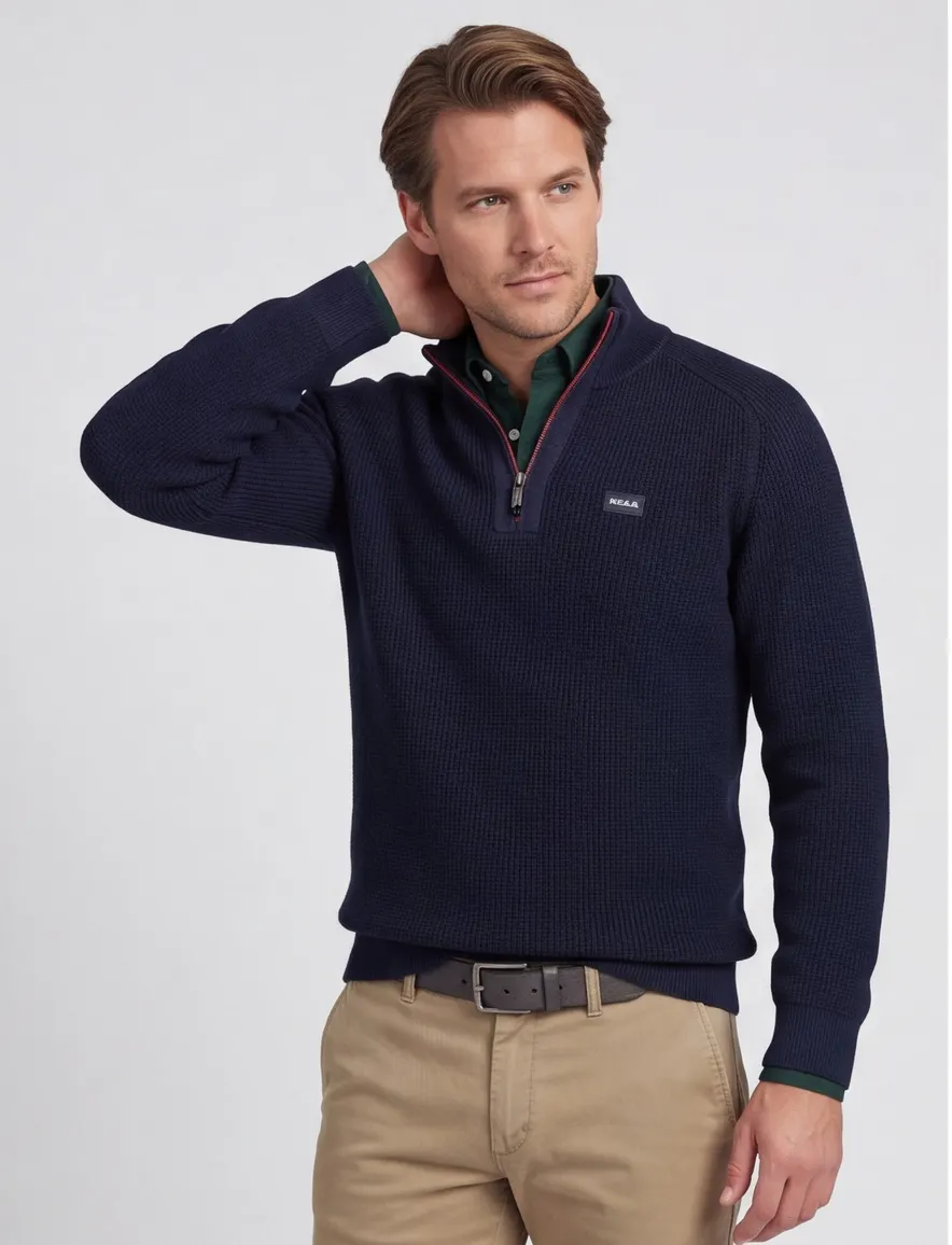 New Zealand half zip trui donkerblauw