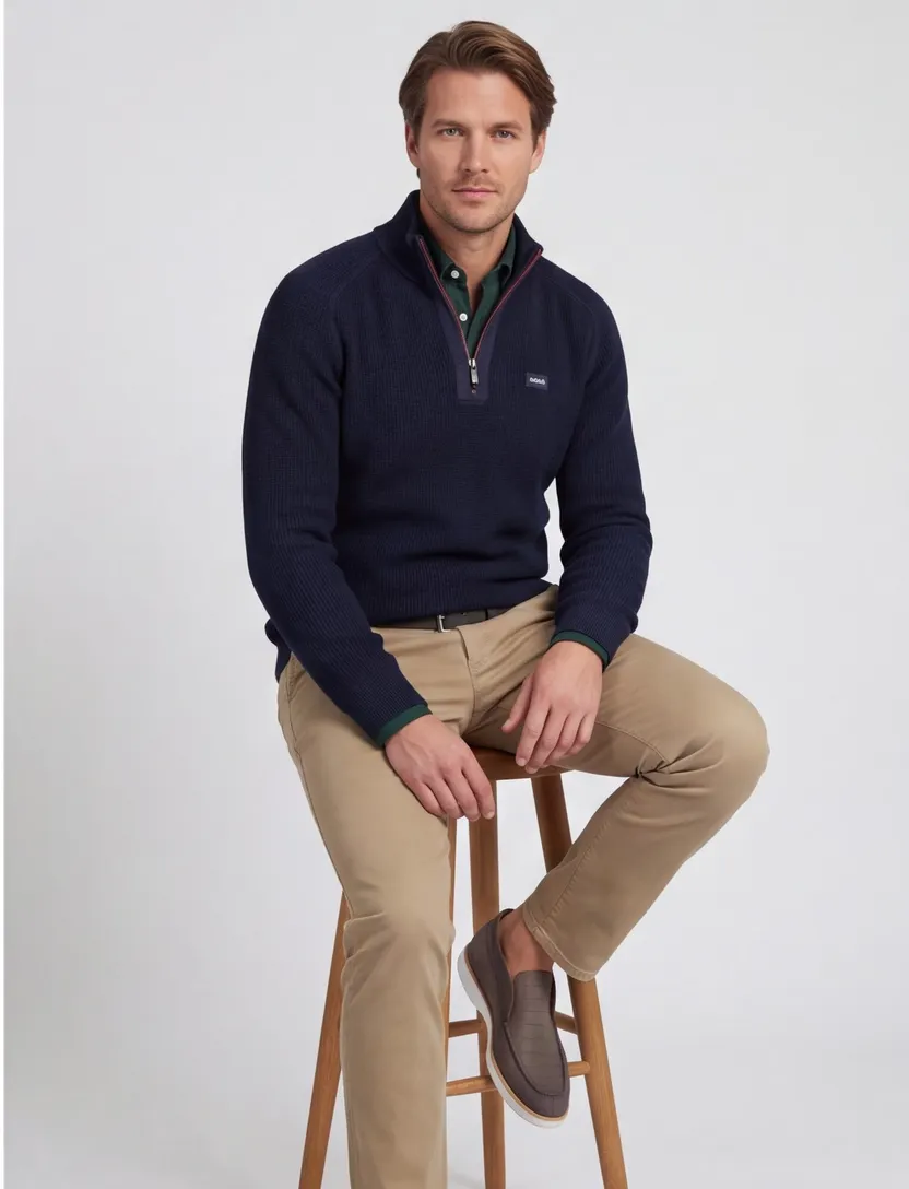 Trui New Zealand half zip navy