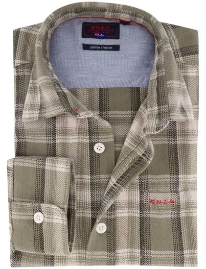 New Zealand Overhemd New Zealand groen geruit stretch