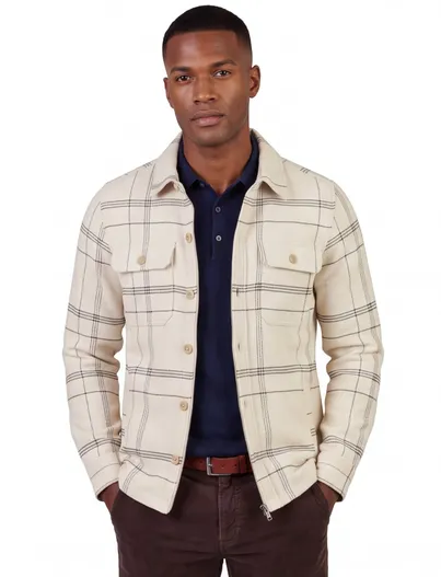 New Zealand New Zealand overshirt beige geruit met borstzak