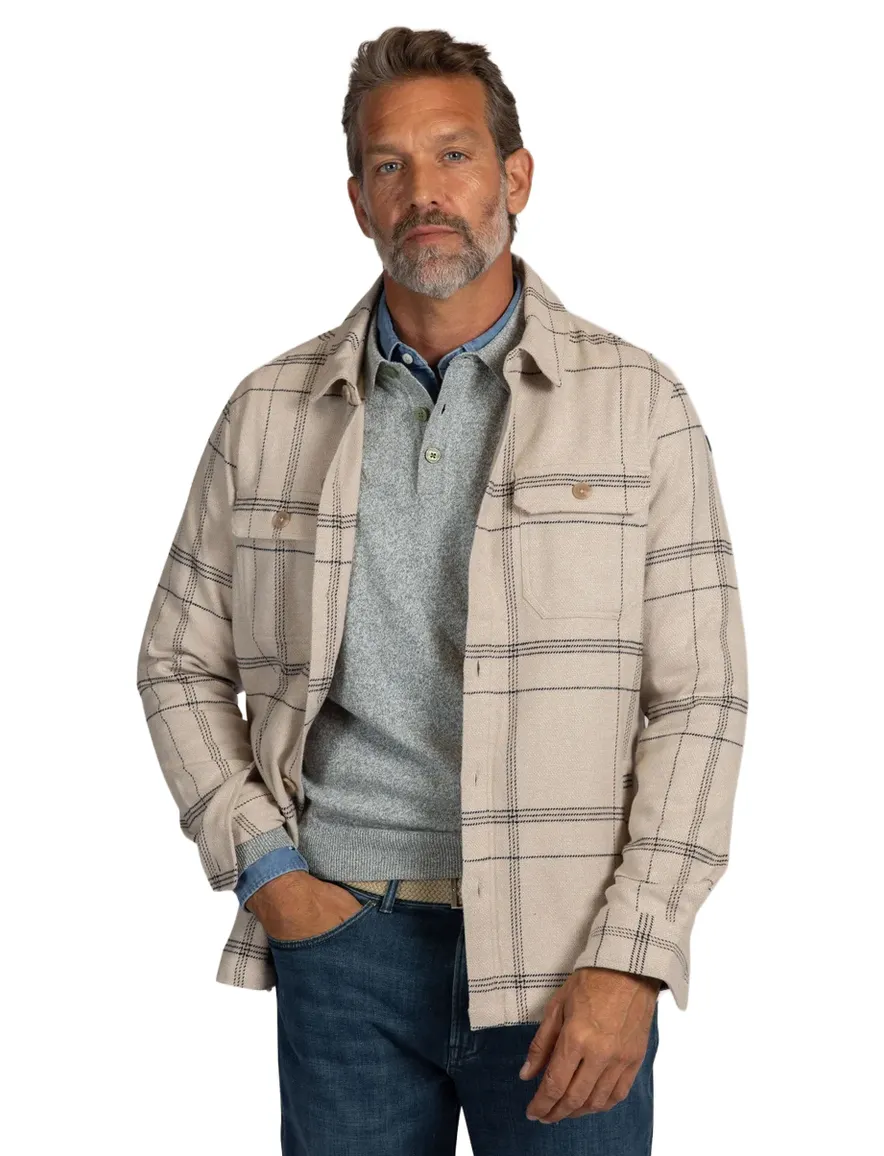 New Zealand overshirt beige geruit met borstzak