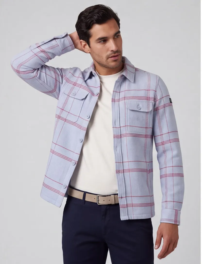 Overshirt New Zealand lichtblauw geruit