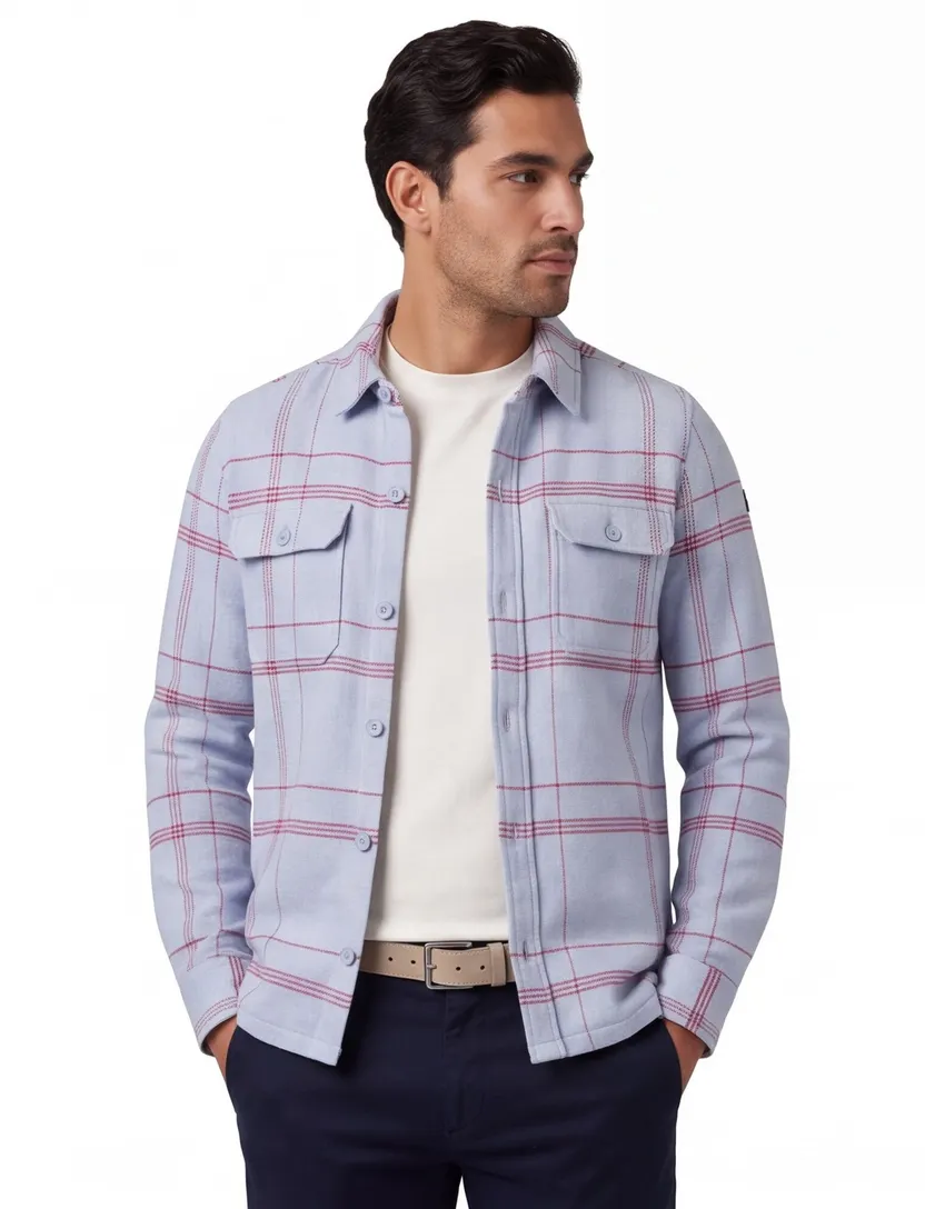 Overshirt New Zealand lichtblauw geruit