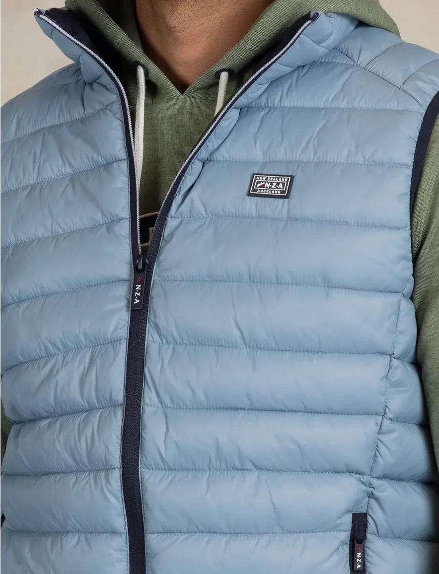 Lichtblauwe bodywarmer puffer New Zealand